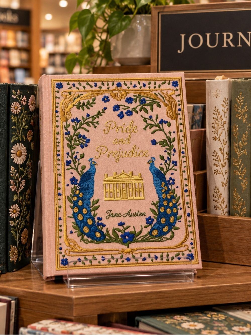 Embroidered Pink Pride and Prejudice Hardcover Journal – Jane Austen Edition
